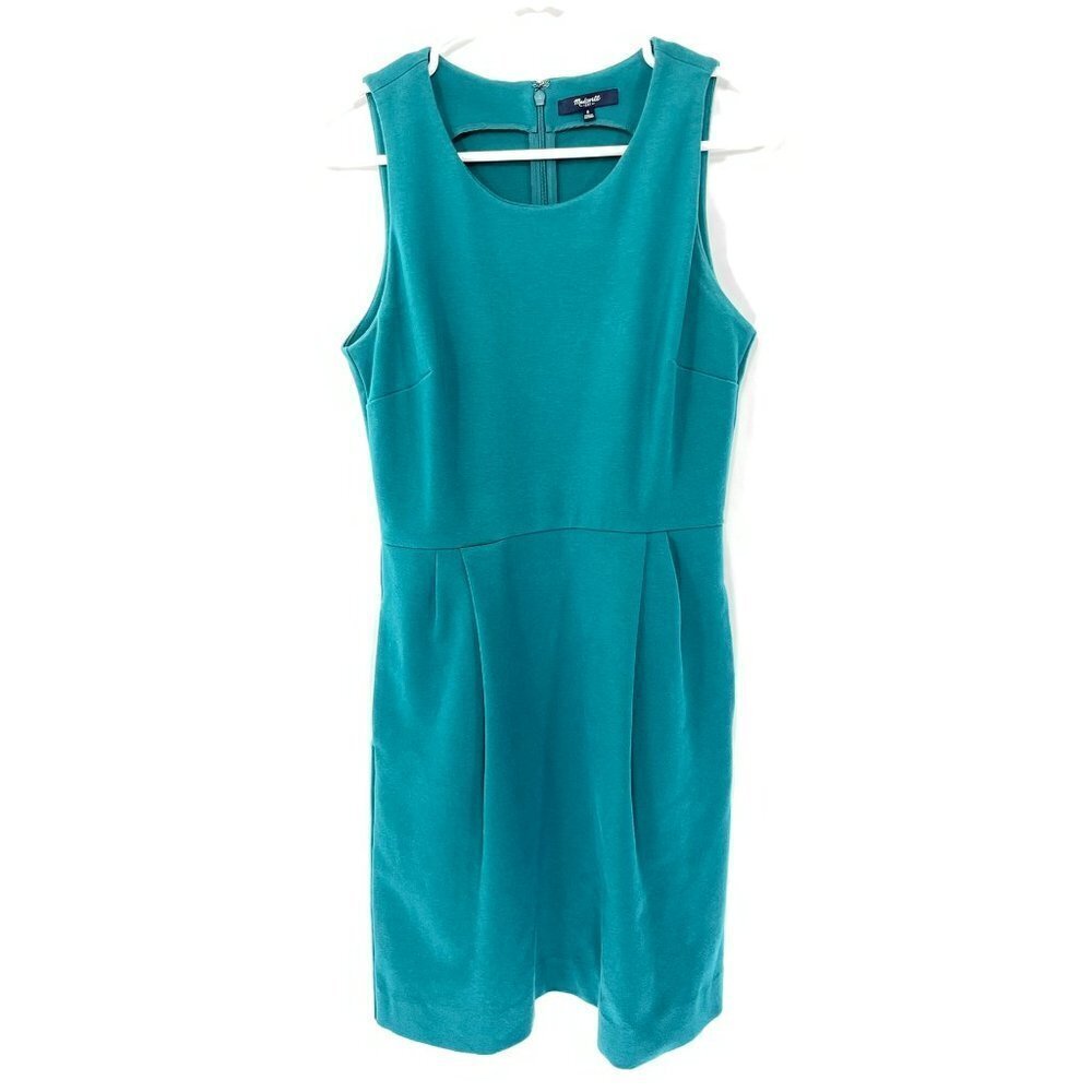 Madewell  Size S Teal Blue‎ Verse Fit and Flare Sleeveless Stretch Sheath Dress